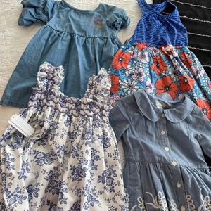 Denim and floral dress lot, some with tags
